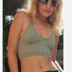 AERIE criss-cross Striped Green Bralette small